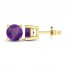 Amethyst Solitaire Earrings 10K Yellow Gold