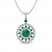 Lab-Created Emerald & White Lab-Created Sapphire Medallion Necklace Sterling Silver 18"