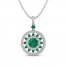 Lab-Created Emerald & White Lab-Created Sapphire Medallion Necklace Sterling Silver 18"