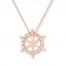Diamond Shipwheel Necklace 1/20 ct tw Round-cut 10K Rose Gold