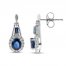 Blue Sapphire & Diamond Drop Earrings 1/5 ct tw Oval, Round, Rectangle-Cut 10K White Gold