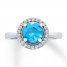 Blue Topaz Ring Lab-Created White Sapphires Sterling Silver