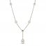 Cultured Pearl & White Topaz Y Necklace Sterling Silver 19.5"