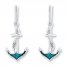 Diamond Anchor Earrings 1/15 ct tw Blue/White Sterling Silver