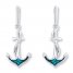 Diamond Anchor Earrings 1/15 ct tw Blue/White Sterling Silver
