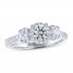 THE LEO Ideal Cut Diamond 3-Stone Engagement Ring 1 ct tw 14K White Gold