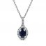 Blue Sapphire & Diamond Necklace 1/15 ct tw 10K White Gold 18"