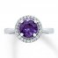 Amethyst Ring Lab-Created White Sapphires Sterling Silver