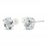 Cultured Pearl & White Lab-Created Sapphire Earrings Sterling Silver