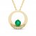 Emerald & Diamond Circle Necklace Round-Cut 10K Yellow Gold 18"