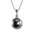 Tahitian Cultured Pearl Necklace White Topaz Sterling Silver