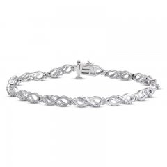 Diamond Infinity Bracelet 1/10 ct tw Sterling Silver 7.5"