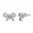 Bow Earrings Diamond Accents Sterling Silver