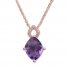 Amethyst Necklace with Diamonds 10K Rose Gold