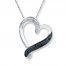 Diamond Heart Necklace Black & White Sterling Silver