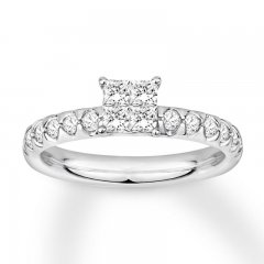 Diamond Engagement Ring 5/8 ct tw Princess/Round 14K White Gold