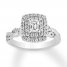 Diamond Engagement Ring 1 ct tw Emerald-cut/Round 14K Gold