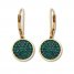 Lab-Created Emerald Disc Earrings Pave-set 10K Yellow Gold