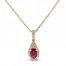 Ruby Necklace 1/8 ct tw Diamonds 10K Yellow Gold 18"