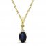 Blue Sapphire & Diamond Necklace 10K Yellow Gold 18"