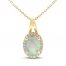 Opal & Diamond Necklace 1/8 ct tw 10K Yellow Gold 18"