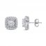 Diamond Stud Earrings 1 ct tw Princess/Round 10K White Gold