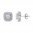 Diamond Stud Earrings 1 ct tw Princess/Round 10K White Gold