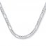 Men's Figaro Chain Necklace 14K White Gold 24" Length