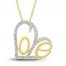 Diamond Love Necklace 1/6 ct tw Round-cut 10K Yellow Gold 18"