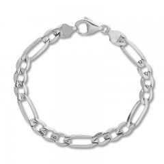 8" Figaro Link Bracelet 14K White Gold Appx. 4.75mm