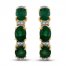 Natural Emerald Diamond Hoop Earrings 10K Yellow Gold