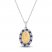 Blue & White Lab-Created sapphire Mary Necklace Sterling Silver/10K Yellow Gold 18"