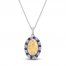 Blue & White Lab-Created sapphire Mary Necklace Sterling Silver/10K Yellow Gold 18"