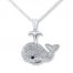 Whale Necklace Diamond Accents Sterling Silver