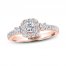 THE LEO Diamond Engagement Ring 3/4 ct tw Princess/Round 14K Rose Gold