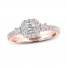 THE LEO Diamond Engagement Ring 3/4 ct tw Princess/Round 14K Rose Gold