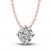 White Lab-Created Sapphire Solitaire Necklace 10K Rose Gold 18"