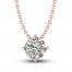 White Lab-Created Sapphire Solitaire Necklace 10K Rose Gold 18"