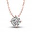 White Lab-Created Sapphire Solitaire Necklace 10K Rose Gold 18"