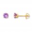 Children's Earrings Lavender Cubic Zirconia 14K Yellow Gold