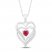 Lab-Created Ruby & Diamond Heart Necklace Sterling Silver 18"