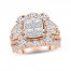 Multi-Diamond Engagement Ring 4 ct tw Princess, Round & Baguette-cut 14K Rose Gold