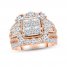 Multi-Diamond Engagement Ring 4 ct tw Princess, Round & Baguette-cut 14K Rose Gold