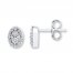 Oval Earrings 1/8 ct tw Diamonds Sterling Silver