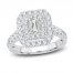 Diamond Engagement Ring 1-1/2 ct tw Emerald/Round-Cut 14K White Gold