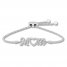 "Mom" Lab-Created White Sapphire Bolo Bracelet Sterling Silver