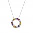 Multi-Gemstone Circle Necklace Sterling Silver 18"