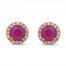 Ruby Earrings 1/10 ct tw Diamonds 10K Rose Gold