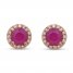 Ruby Earrings 1/10 ct tw Diamonds 10K Rose Gold