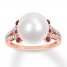 Cultured Pearl Ring 1/8 ct tw Diamonds 10K Rose Gold